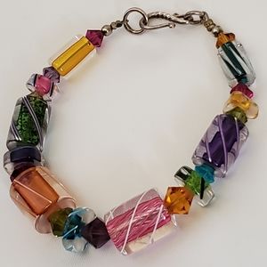 ARTISAN RAINBOW GLASS BEADED BRACELET
